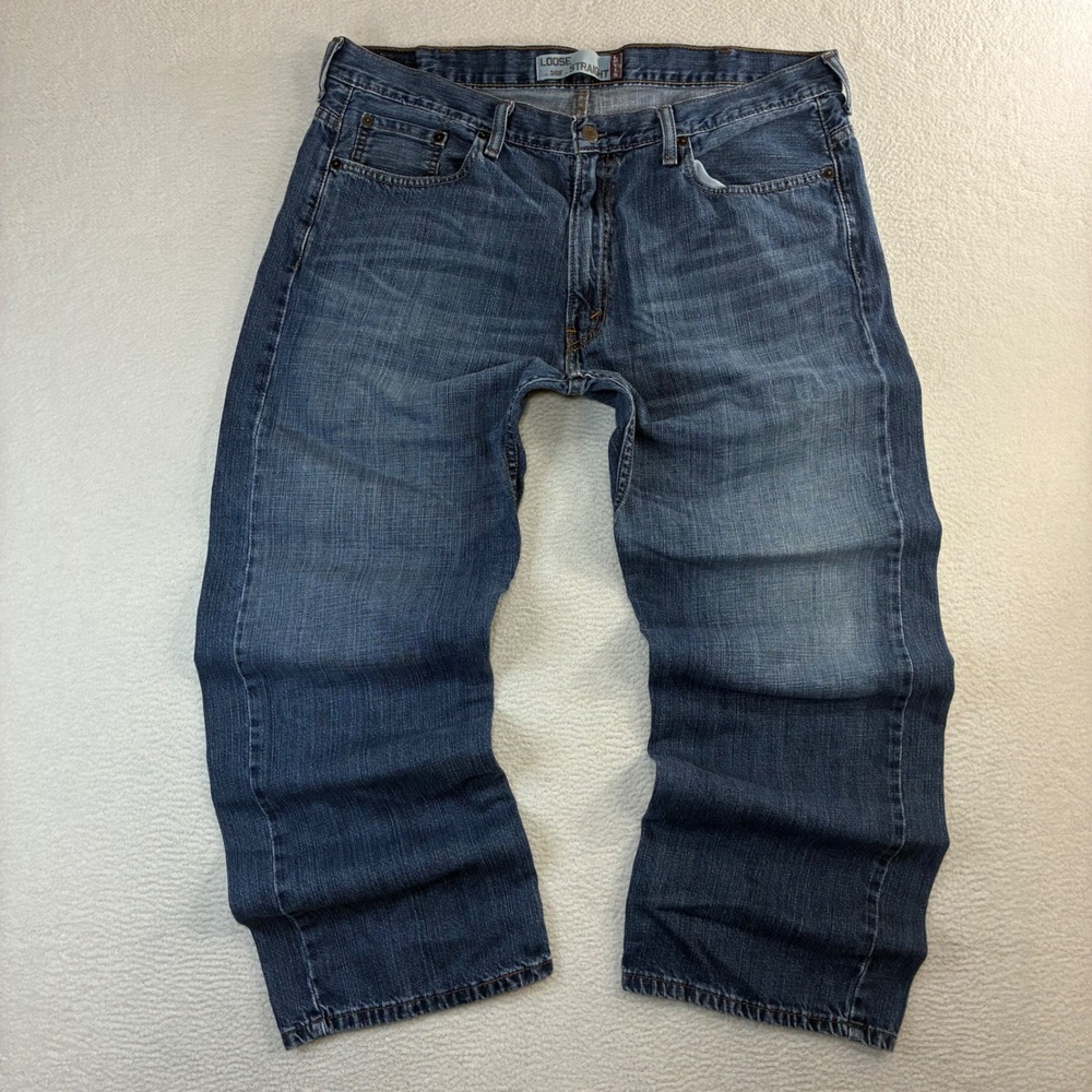 Y2K Levis 569 Loose Straight Jeans Men 38x29 Blue Faded Skater Baggy Whiskered‎
